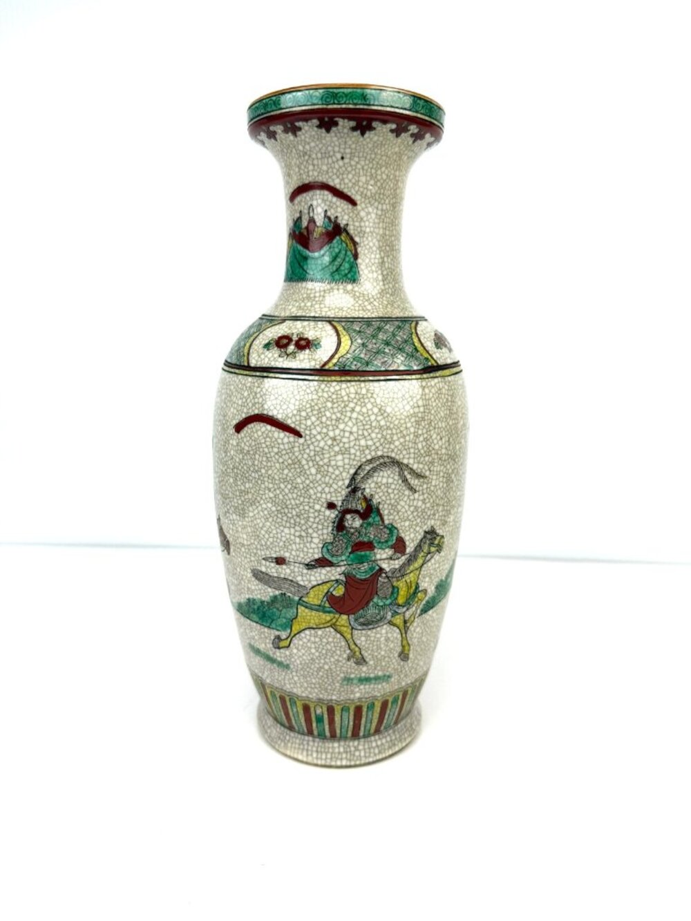 Vintage Chinese Crackle Glaze Chenghua Style Warrior Decoration Vase